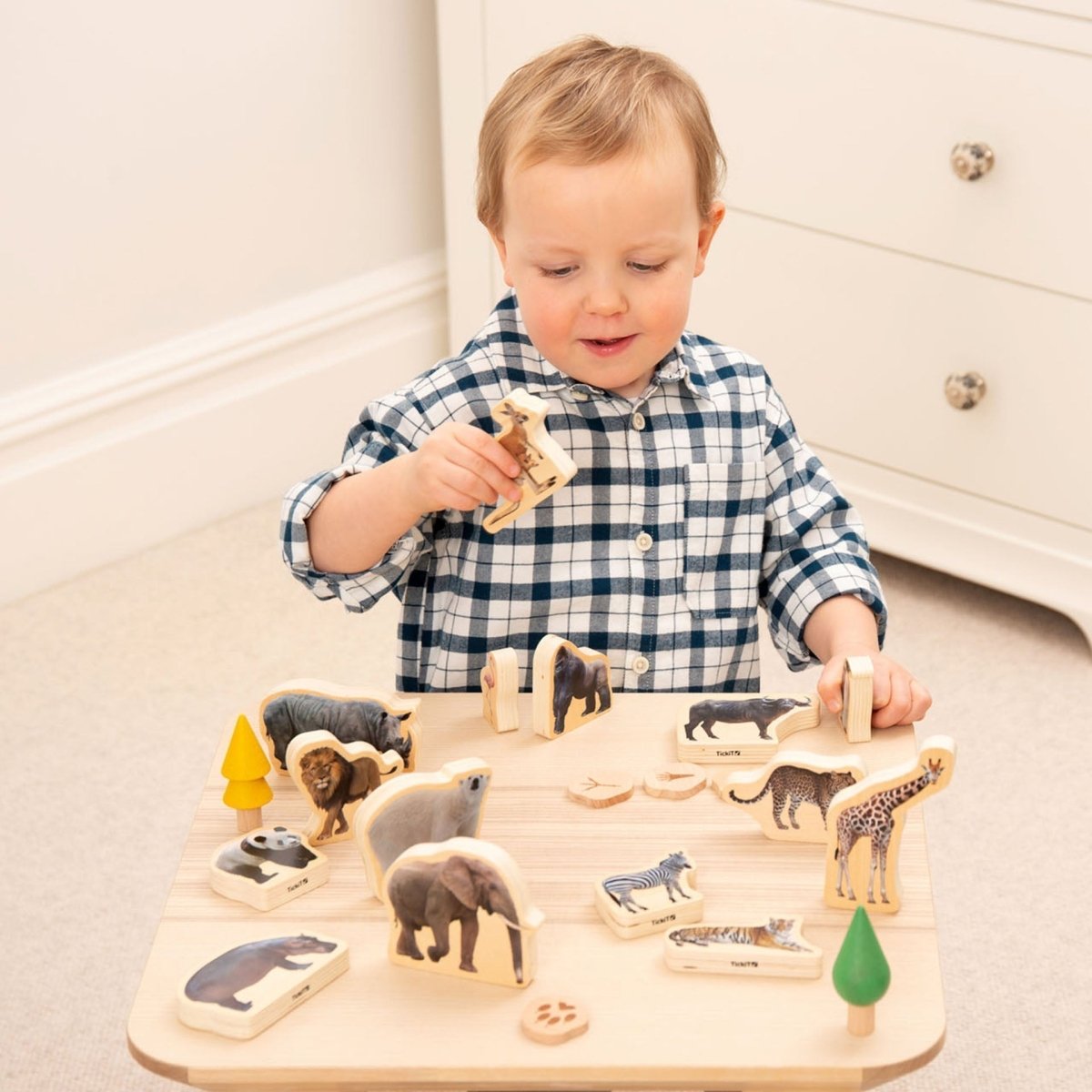 Wooden Wild Animal Blocks – Baby Toys & Activity Equipment for children, available at Learning Bugs UK