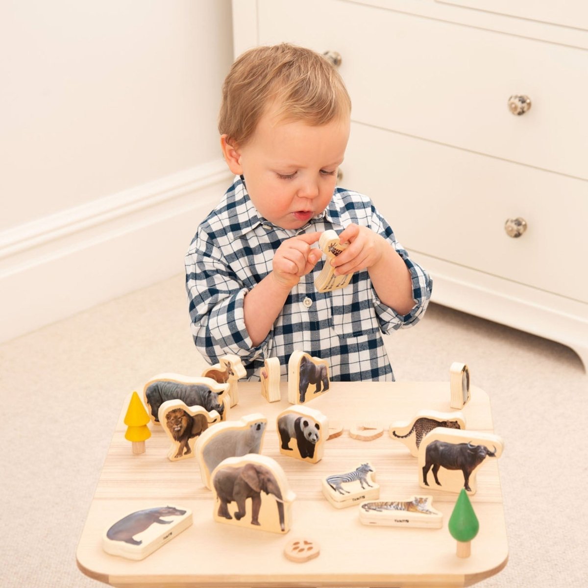 Wooden Wild Animal Blocks – Baby Toys & Activity Equipment for children, available at Learning Bugs UK