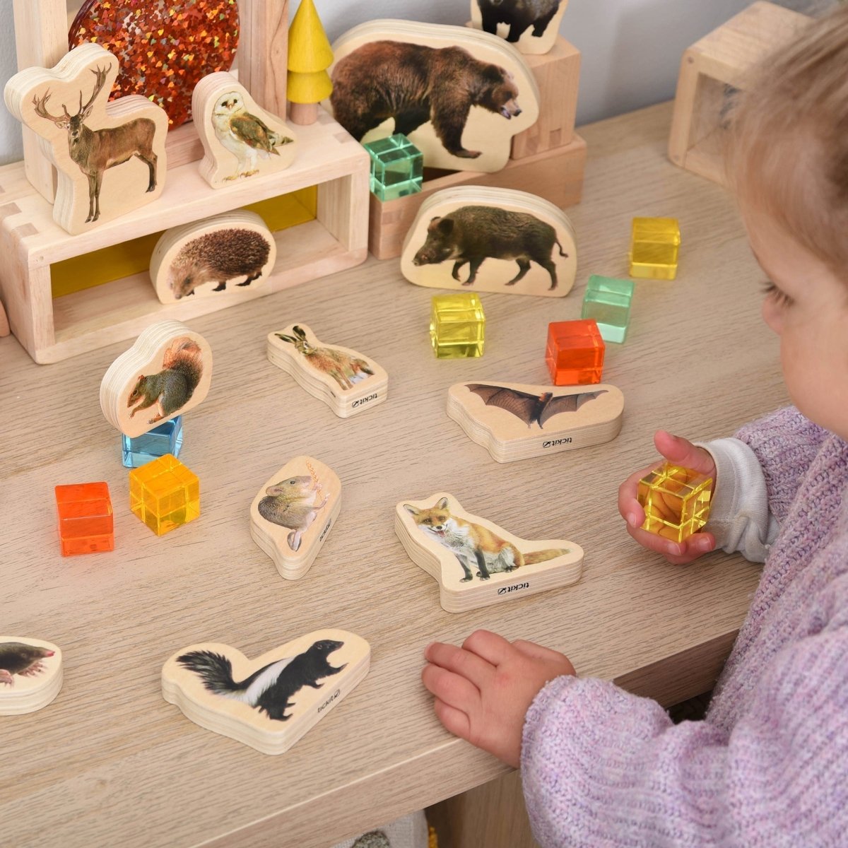 Wooden Forest Animal Blocks – for children, available at Learning Bugs UK