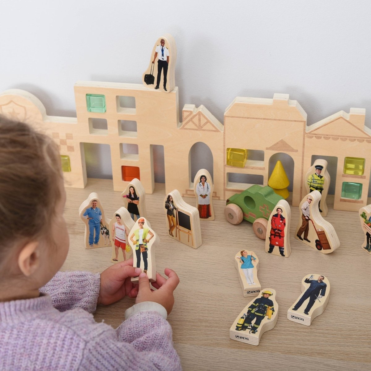Wooden People Who Help Us Blocks – for children, available at Learning Bugs UK