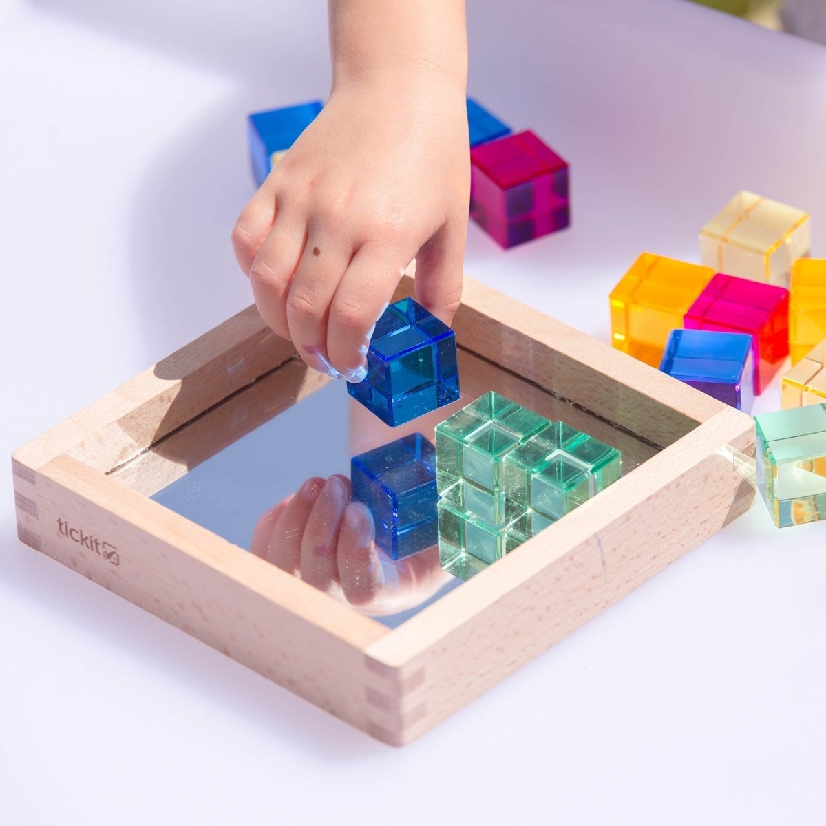 Gem Cube Mirror Tray – for children, available at Learning Bugs UK