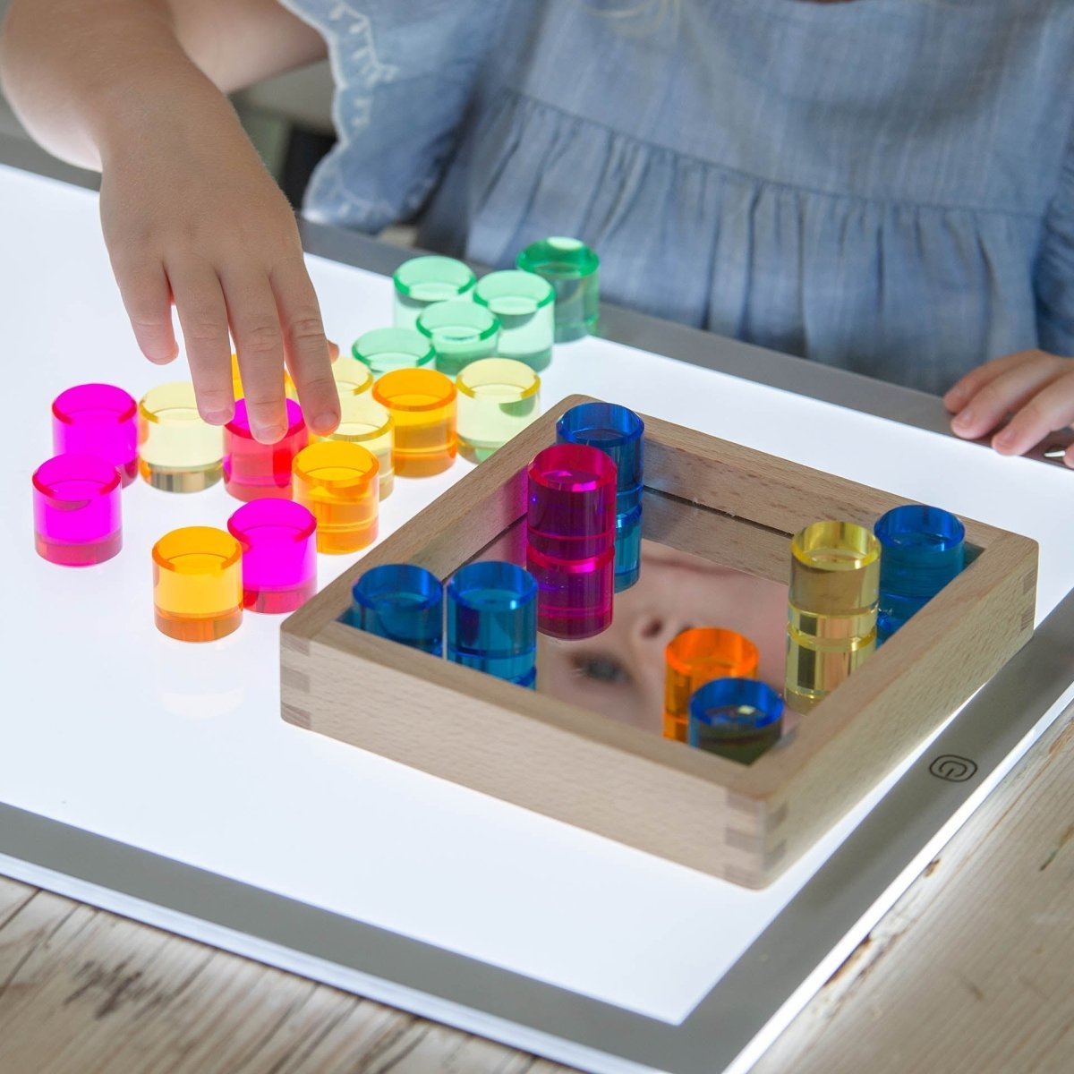 Gem Circle Mirror Tray – for children, available at Learning Bugs UK