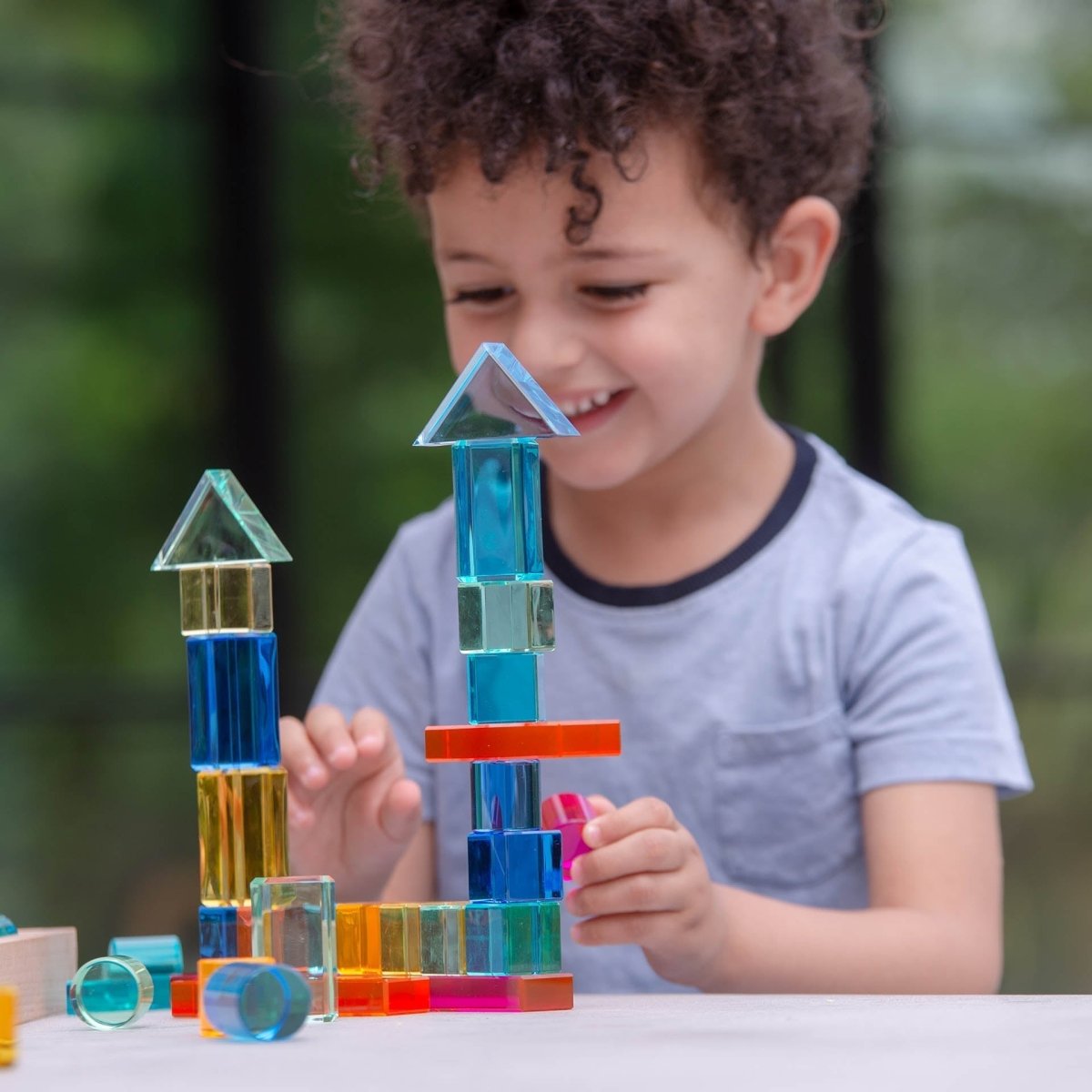Gem Building Shapes Mirror Tray – for children, available at Learning Bugs UK