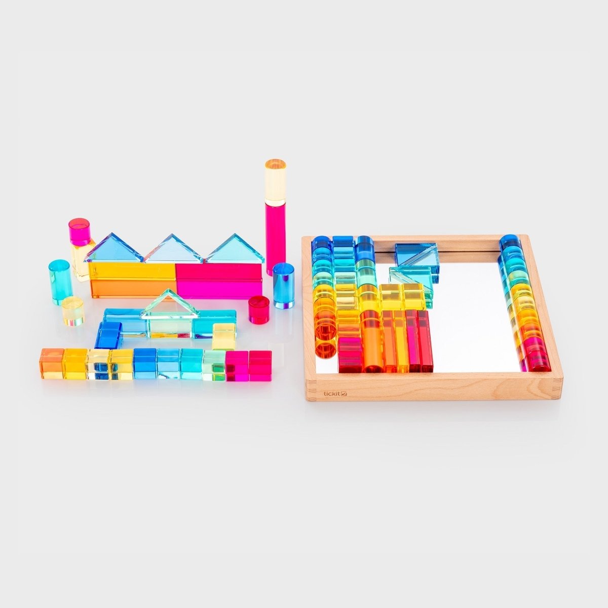 Gem Building Shapes Mirror Tray – for children, available at Learning Bugs UK