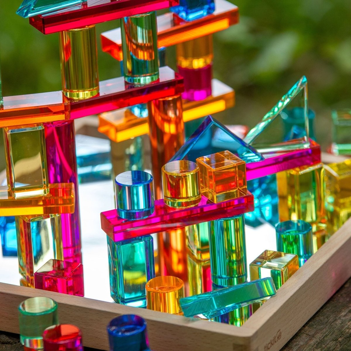 Gem Building Shapes Mirror Tray – for children, available at Learning Bugs UK