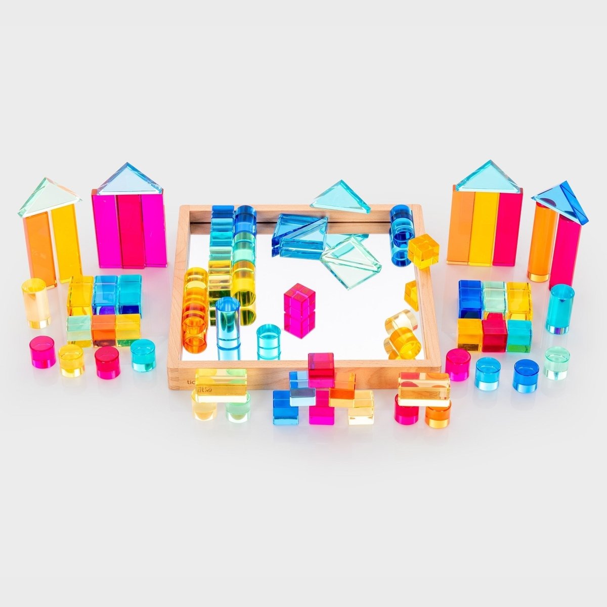 Gem Building Shapes Mirror Tray – for children, available at Learning Bugs UK