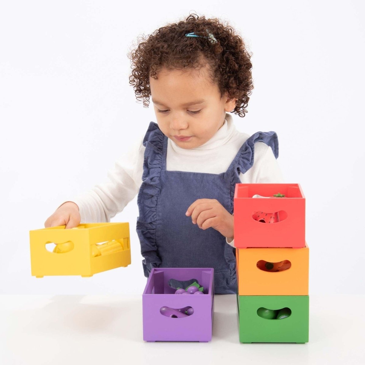 Wooden Sorting Fruit & Vegetable Crates – Small World Play - Accessories for children, available at Learning Bugs UK