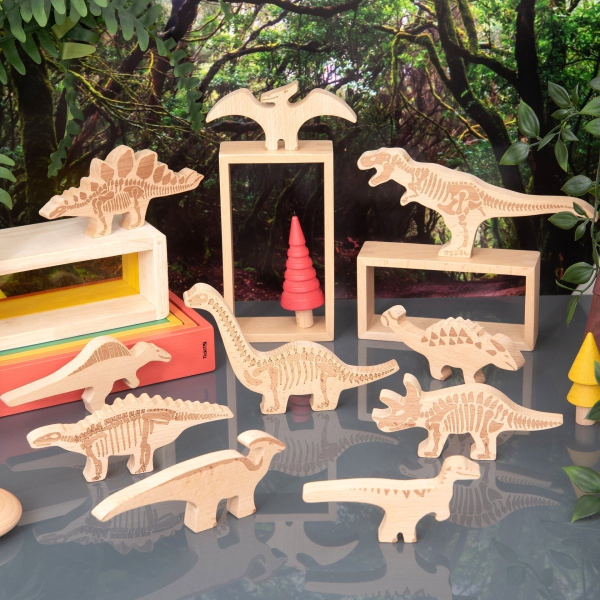 Wooden Dinosaur Blocks – Baby Toys & Activity Equipment for children, available at Learning Bugs UK