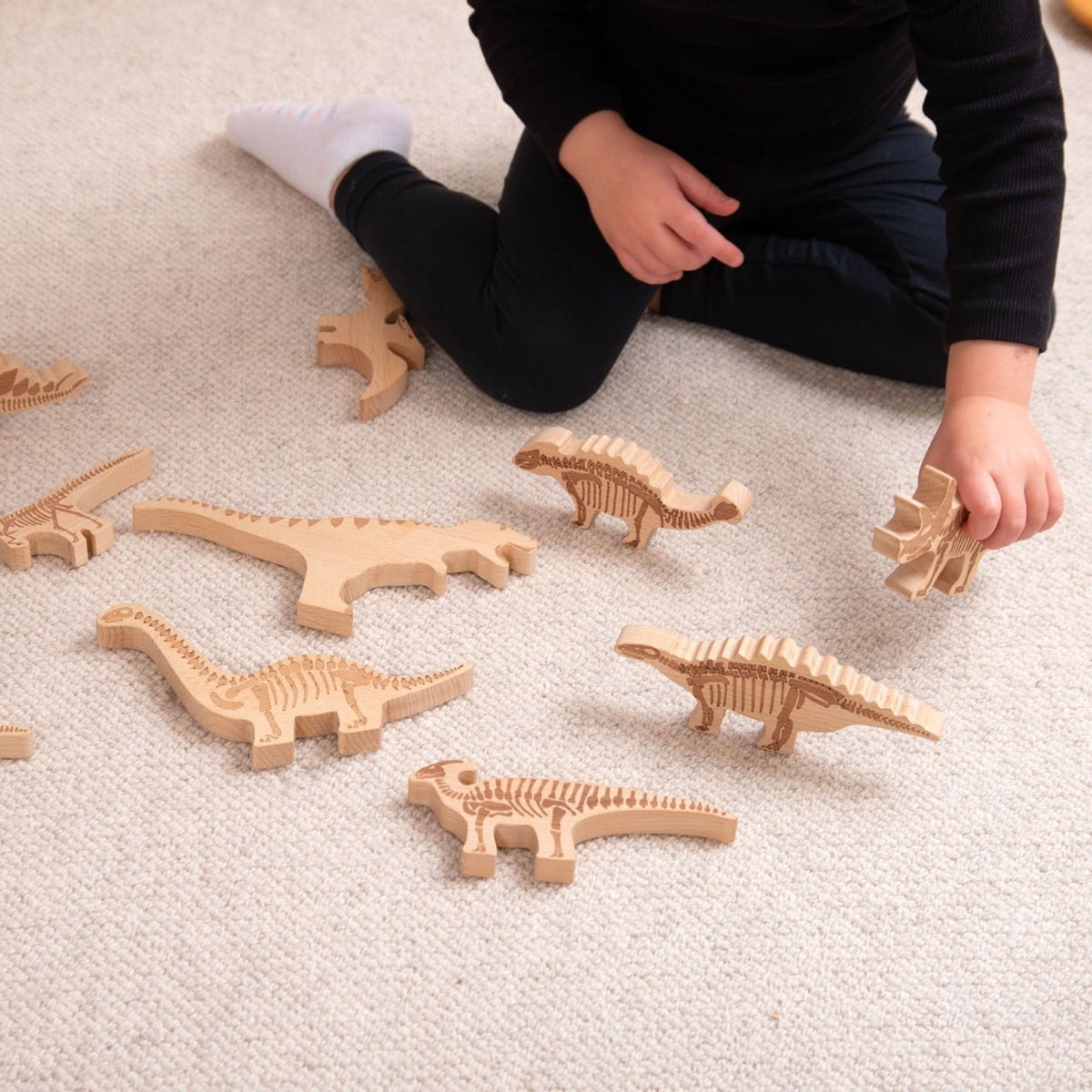 Wooden Dinosaur Blocks – Baby Toys & Activity Equipment for children, available at Learning Bugs UK