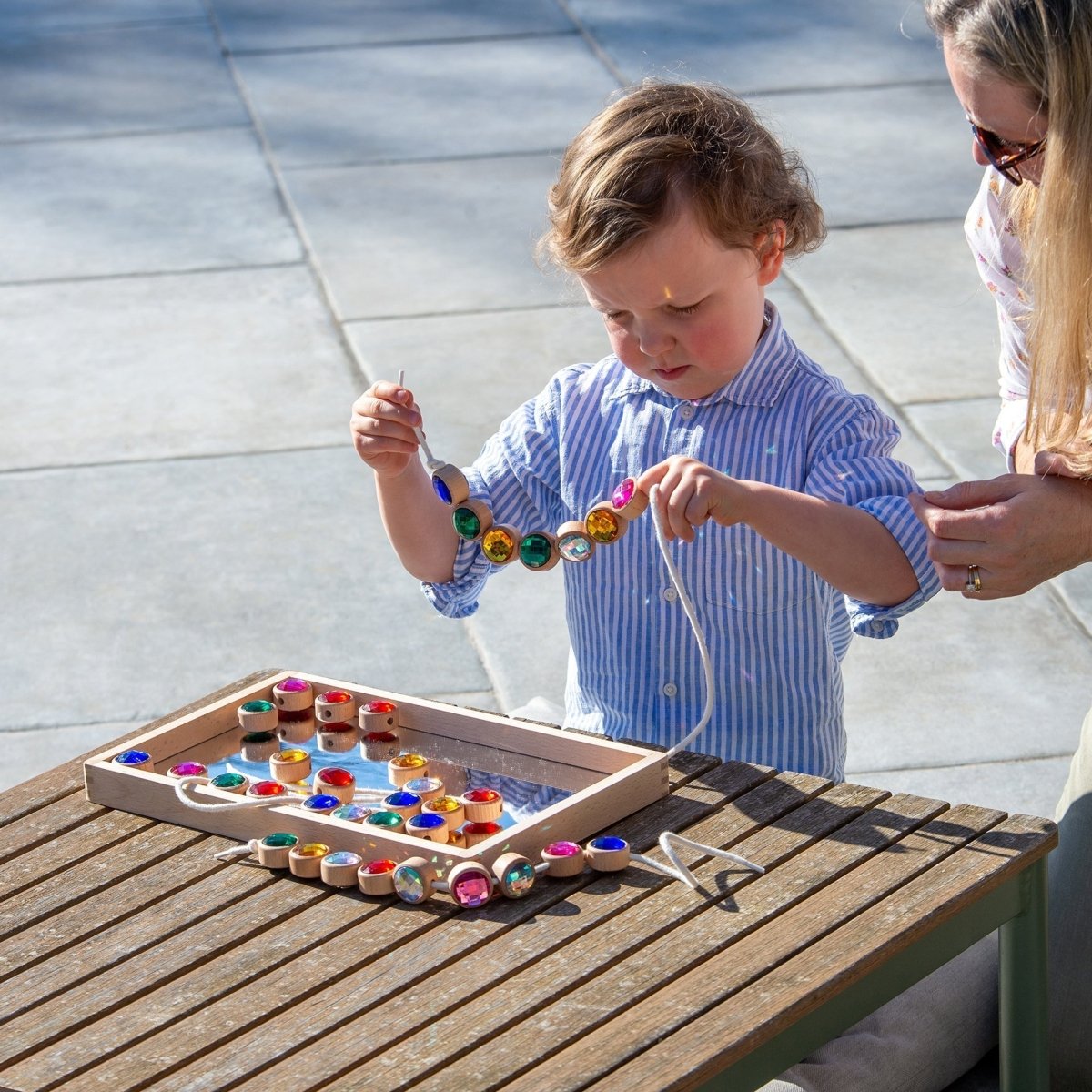 Wooden Lacing Jewels – Baby Toys & Activity Equipment for children, available at Learning Bugs UK