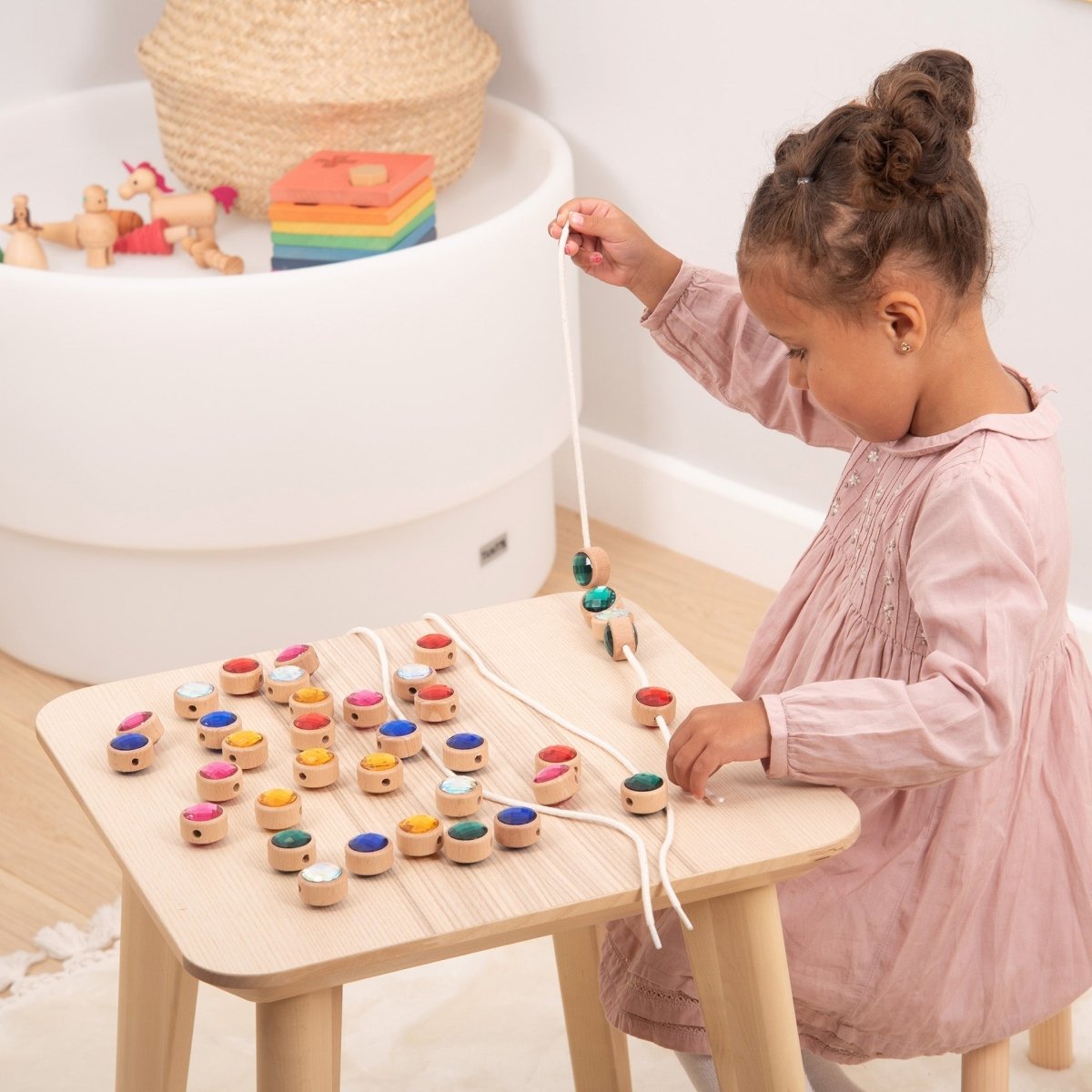 Wooden Lacing Jewels – Baby Toys & Activity Equipment for children, available at Learning Bugs UK