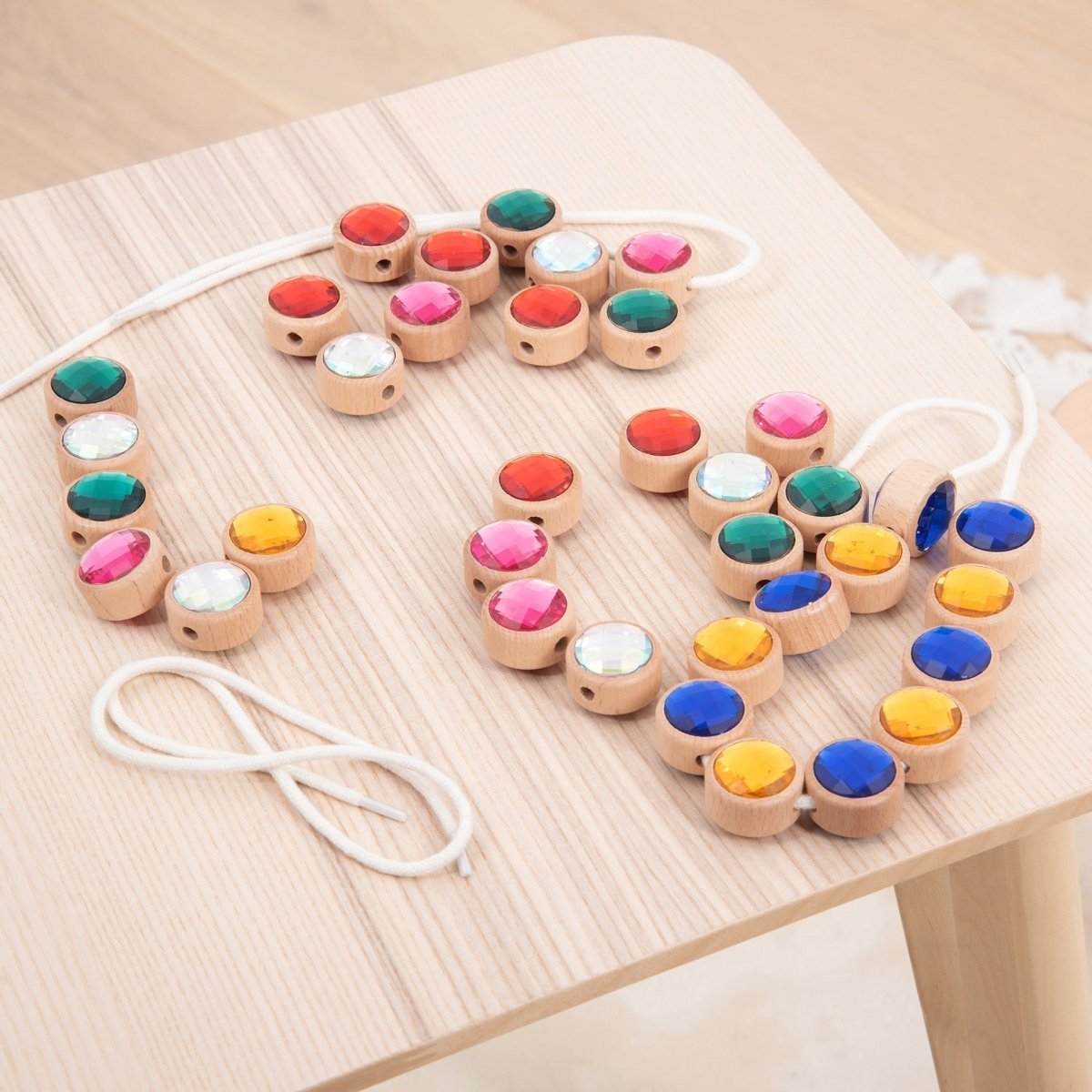 Wooden Lacing Jewels – Baby Toys & Activity Equipment for children, available at Learning Bugs UK