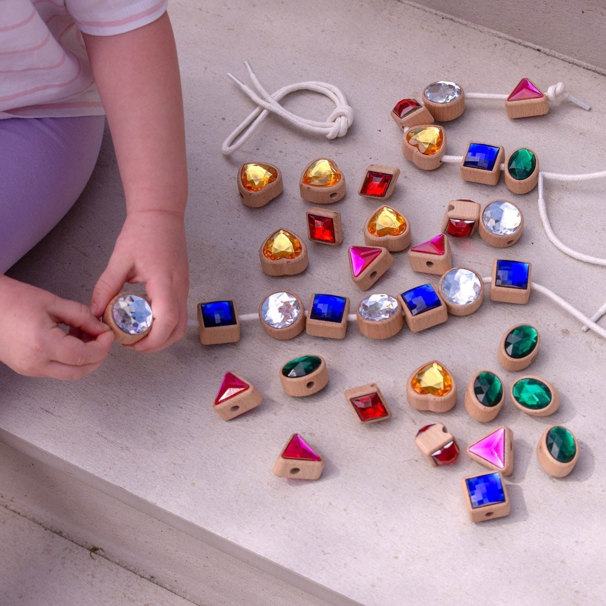 Shape Lacing Jewels – for children, available at Learning Bugs UK