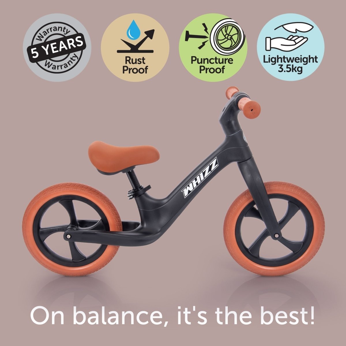 Whizz Balance Bike - Black – Baby Toys & Activity Equipment for children, available at Learning Bugs UK