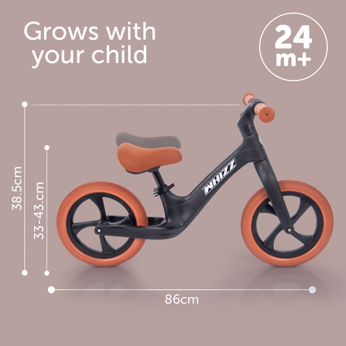 Whizz Balance Bike - Black – Baby Toys & Activity Equipment for children, available at Learning Bugs UK