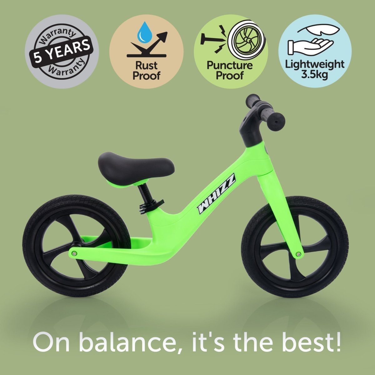 Whizz Balance Bike - Green – Baby Toys & Activity Equipment for children, available at Learning Bugs UK