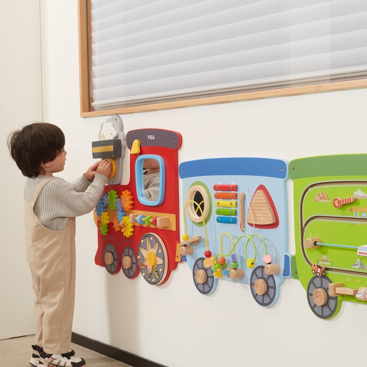 Train Wall Panel – Baby Toys & Activity Equipment for children, available at Learning Bugs UK