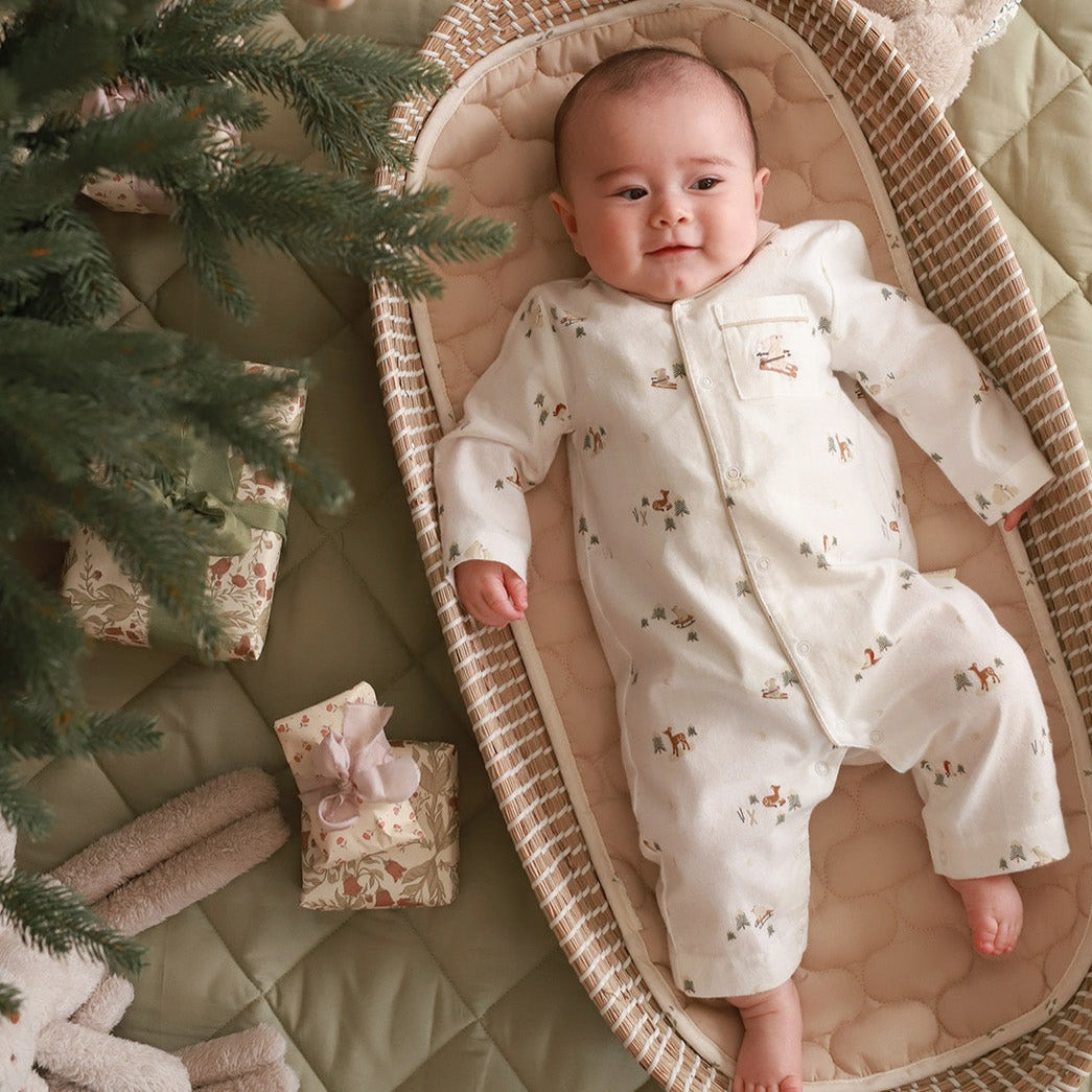 Christmas Baby Flannel Sleepsuit - Winter Ski