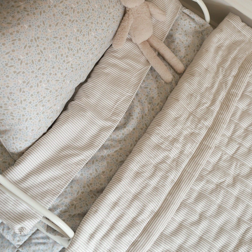 Quilted Bedspread - Natural Stripe – Bedding for children, available at Learning Bugs UK