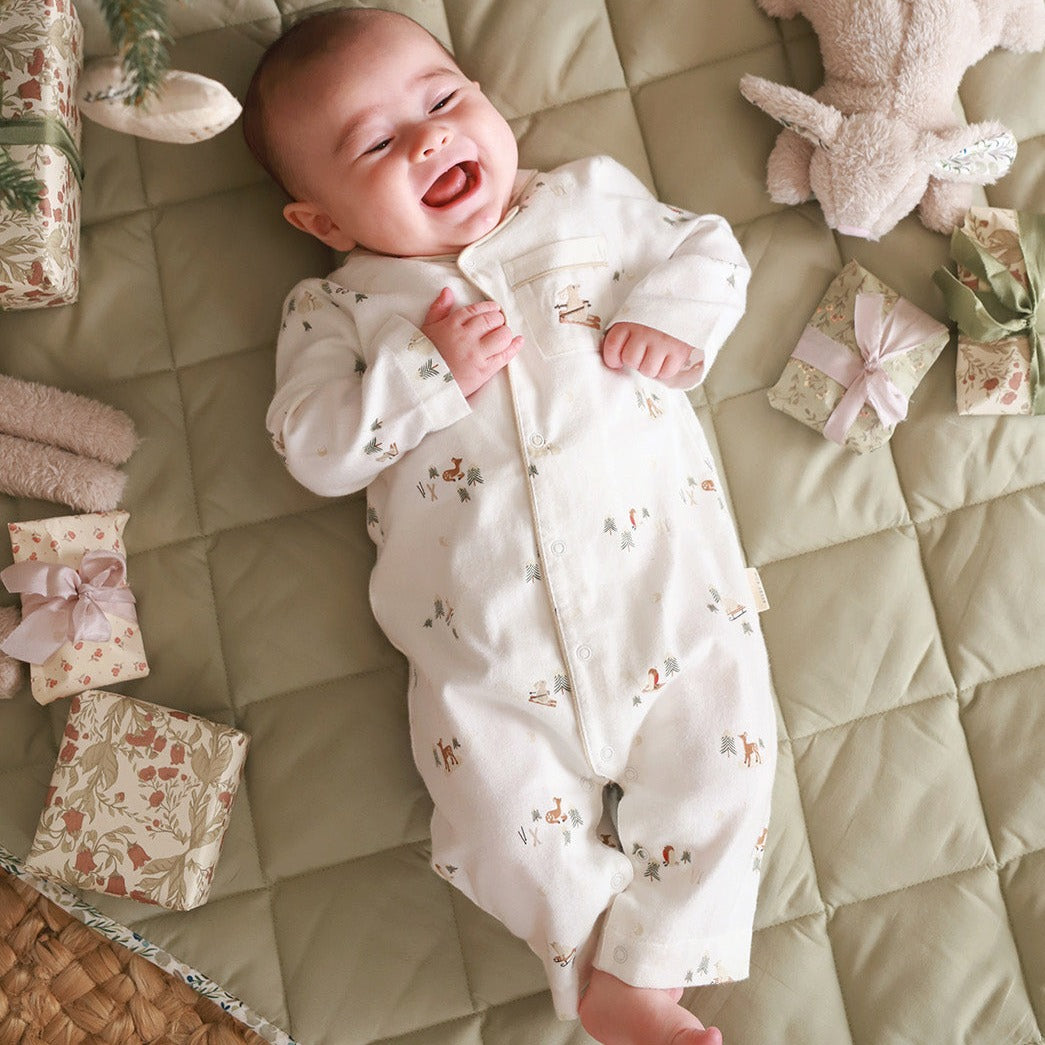 Christmas Baby Flannel Sleepsuit - Winter Ski