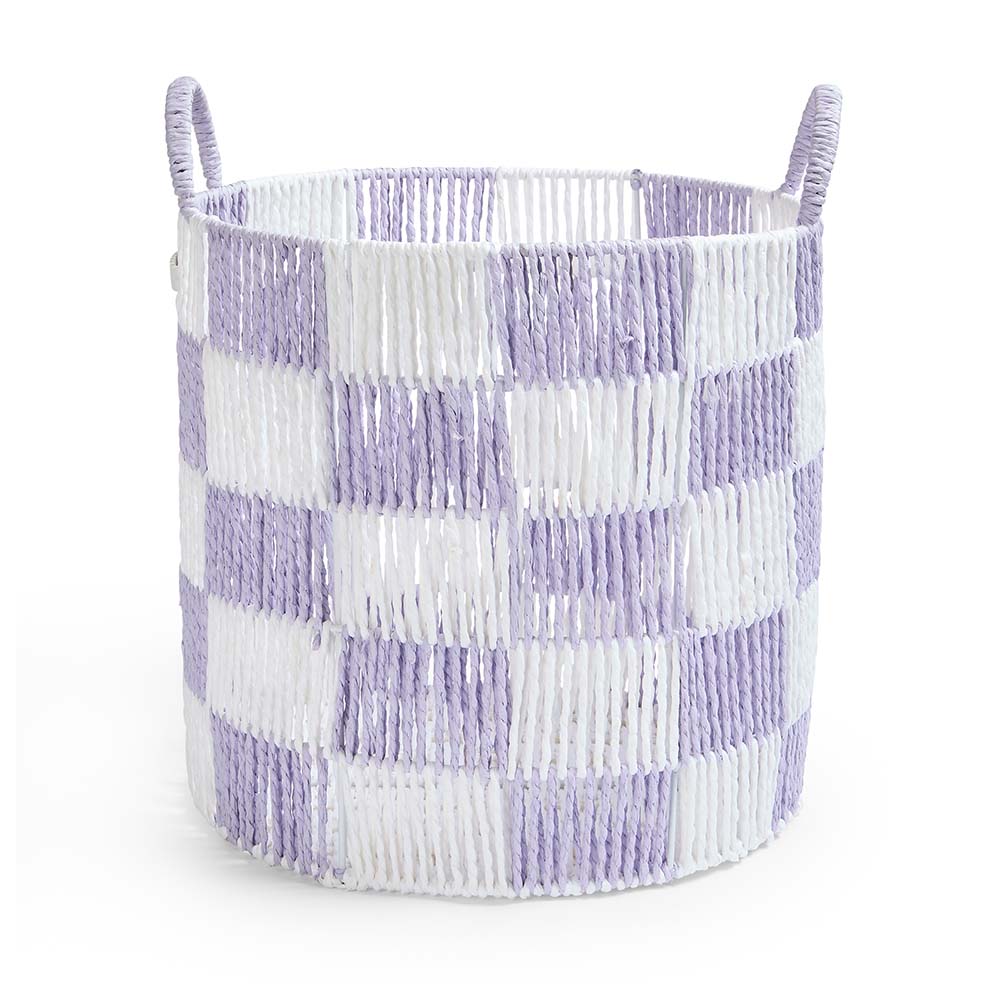 Checkerboard Storage Basket Large - Lilac