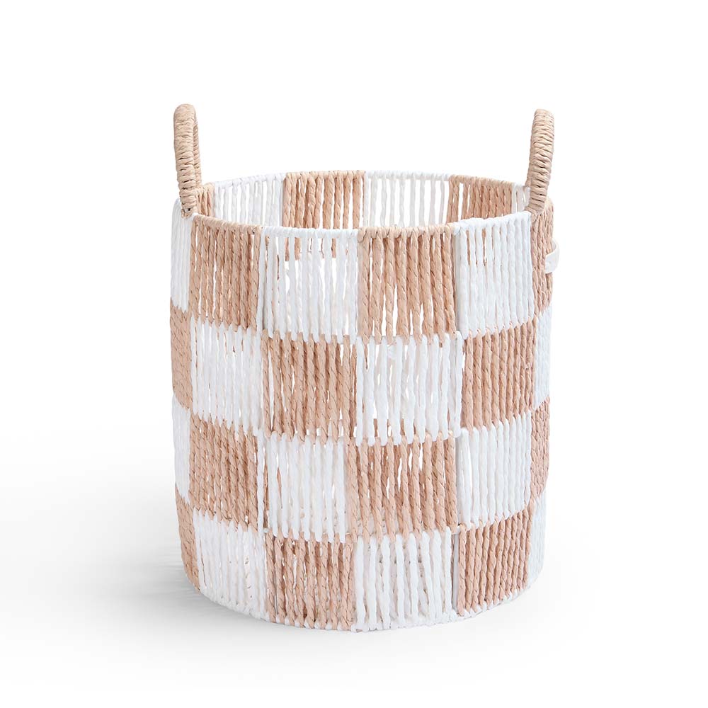 Checkerboard Storage Basket Medium - Nude