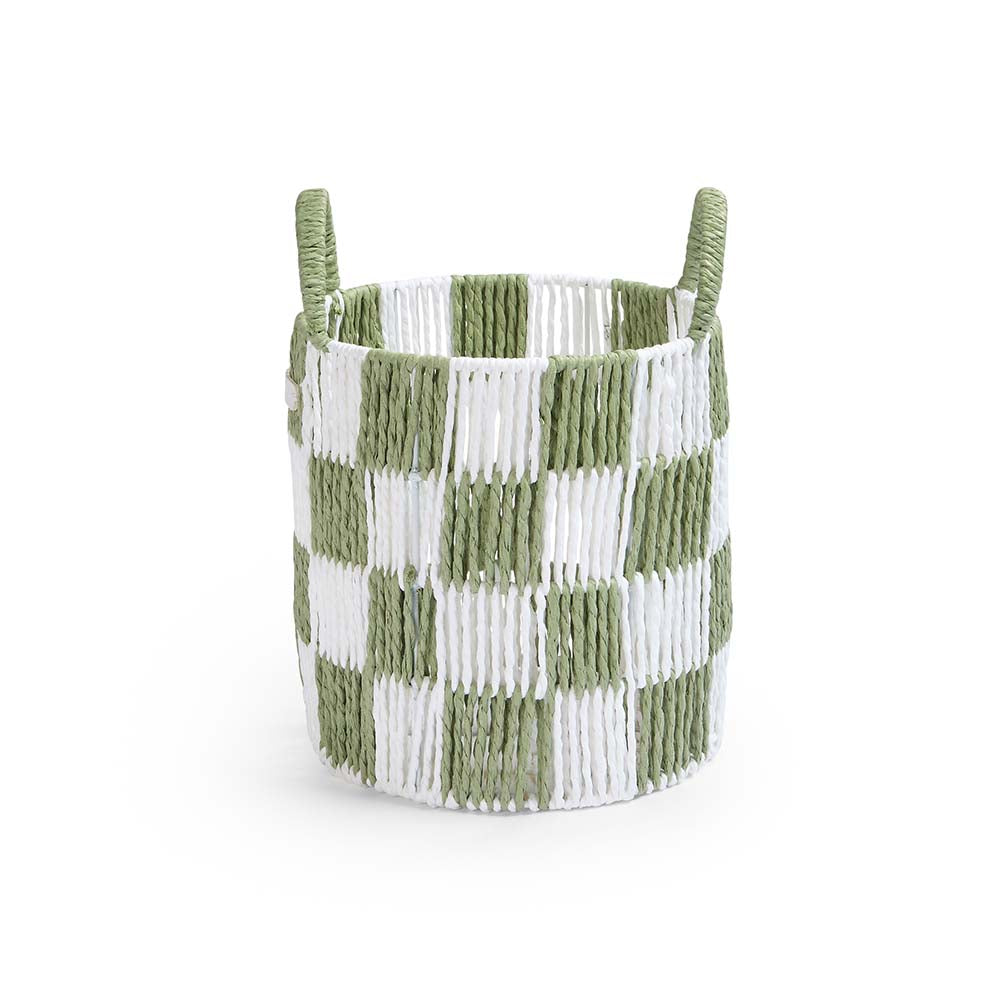 Checkerboard Storage Basket Small - Sage