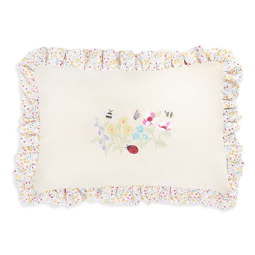 Rectangle Linen Frill Cushion - Wildflower Garden