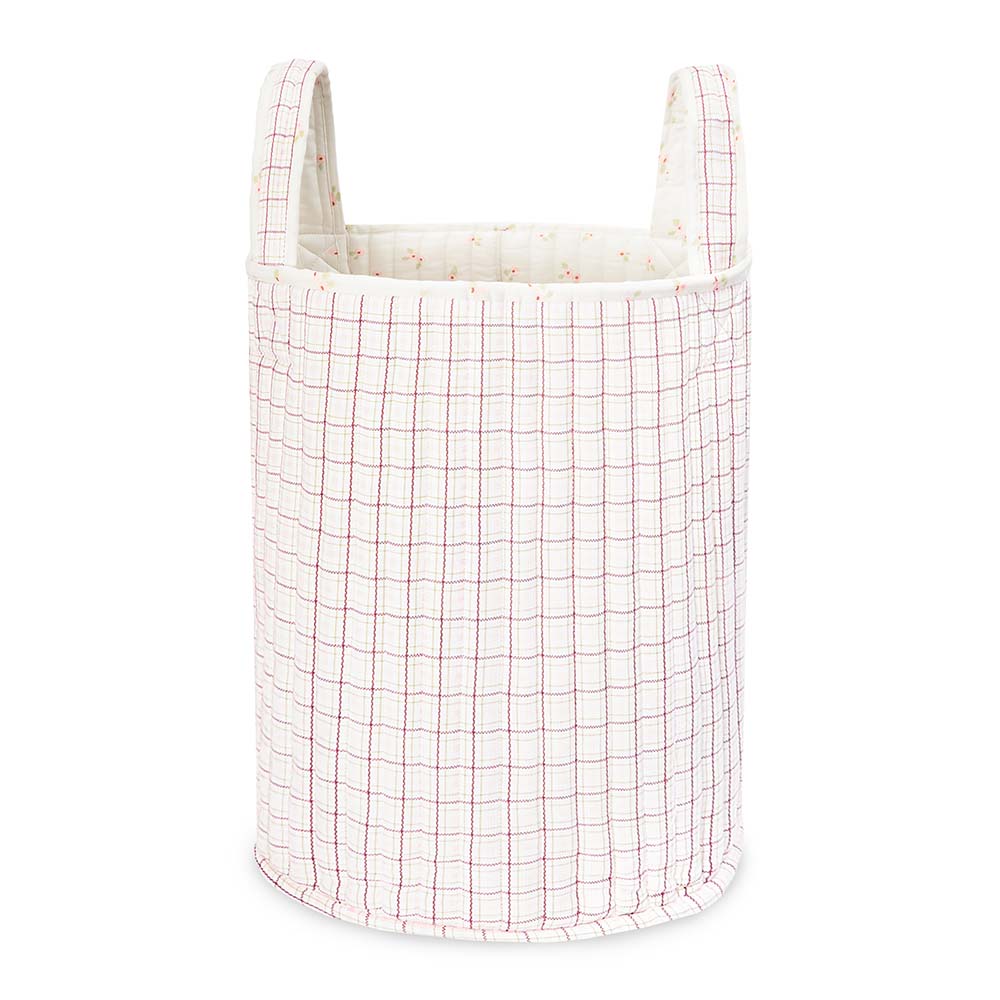 Large Quilted Storage Basket - Anemone / Pink Check