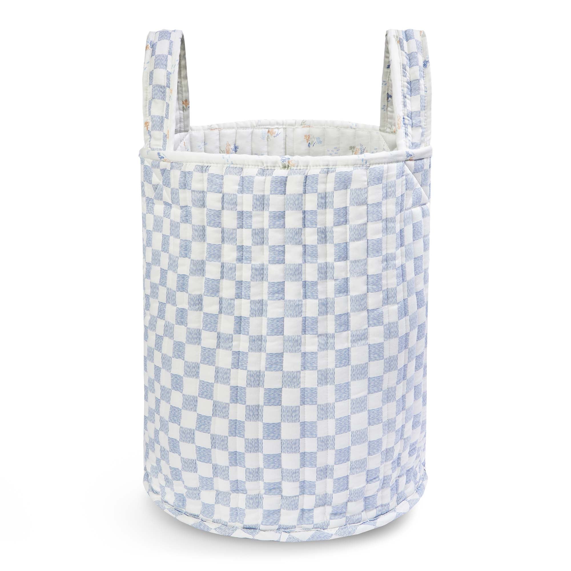 Large Quilted Storage Basket - Coastline / Waves