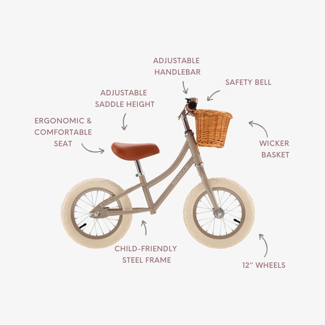 Banwood Balance Bike – Kids First Bike 12” (Beige)