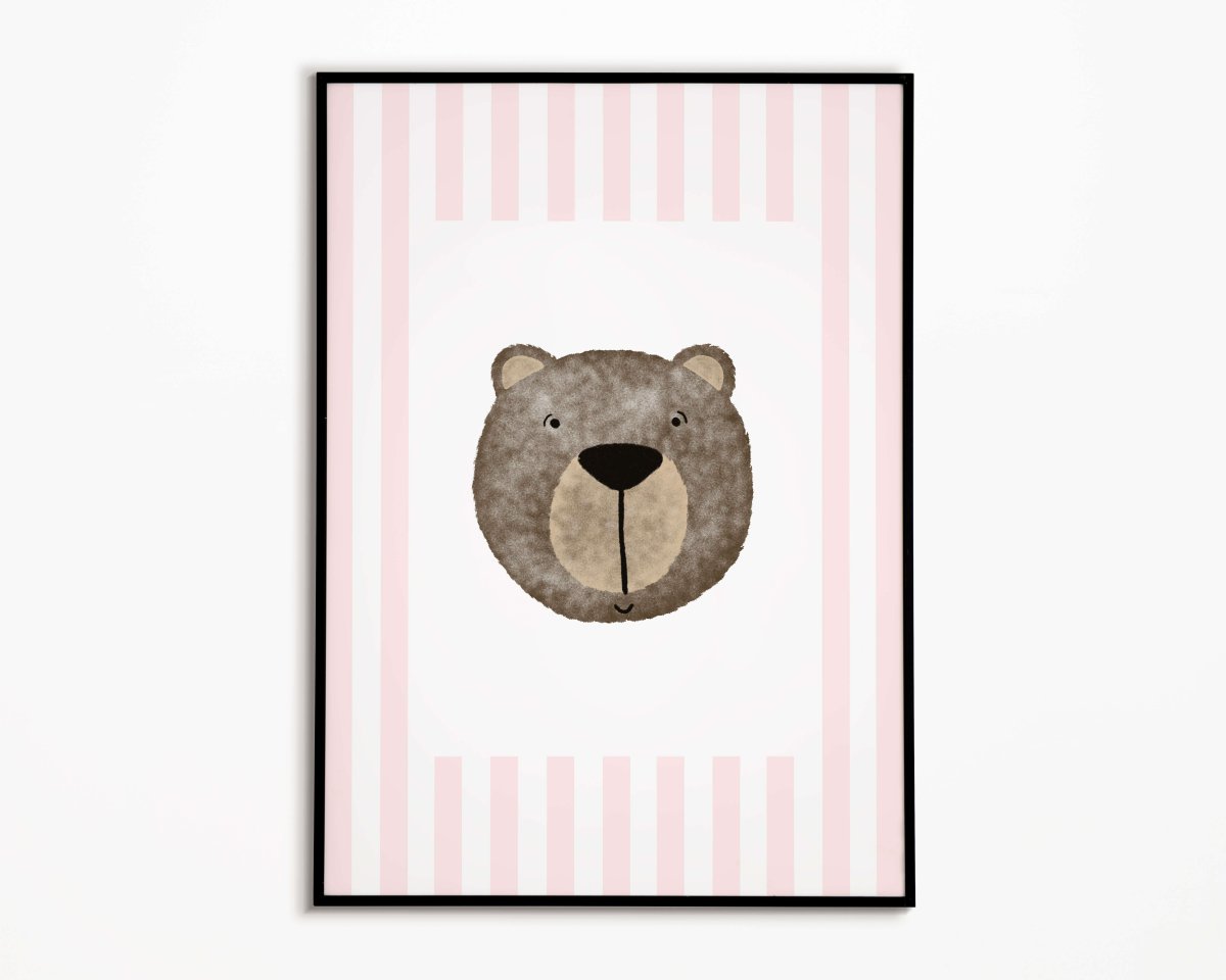 Bear Print - Pale Pink Stripes – for children, available at Learning Bugs UK