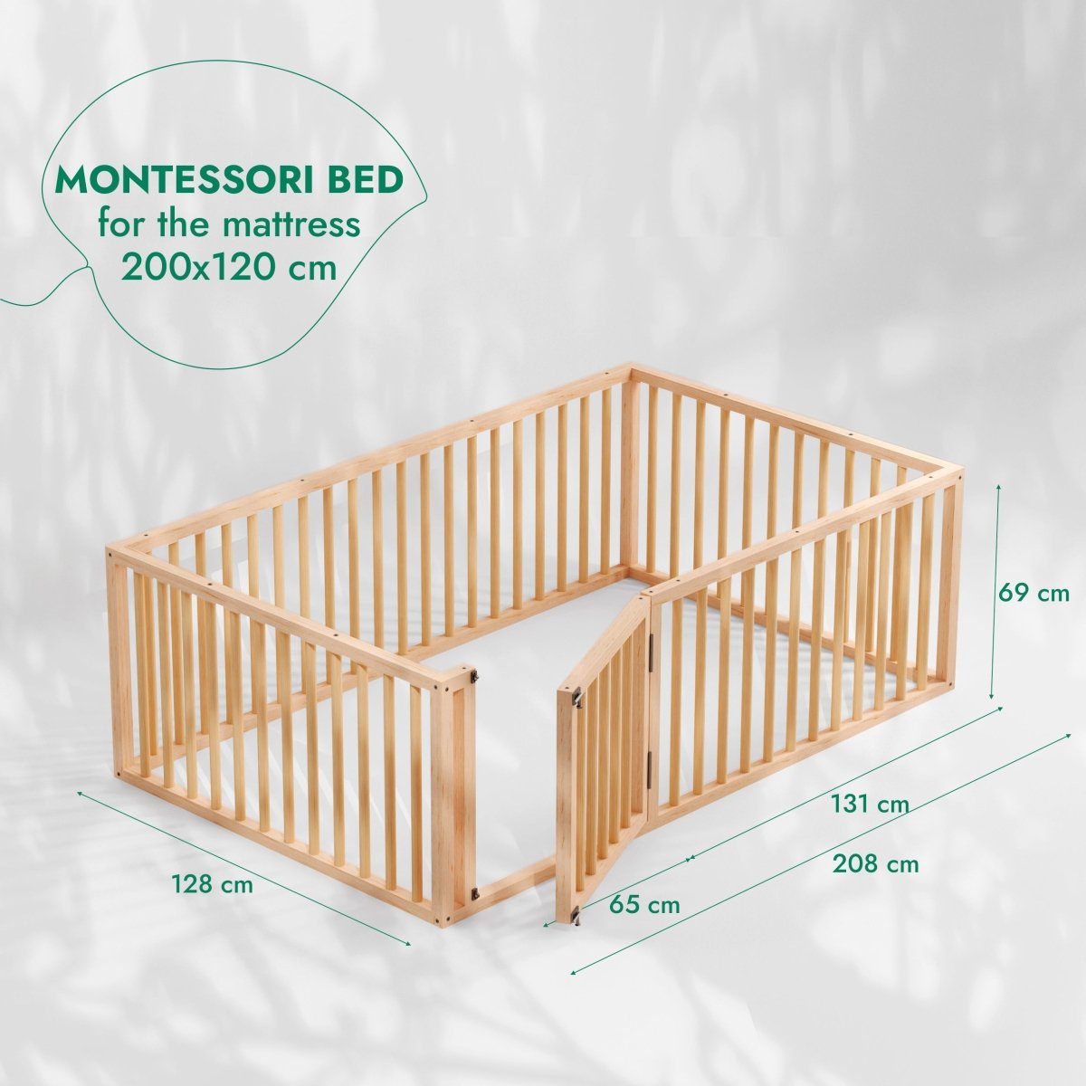 Goodevas Montessori Floor Bed with Fence – Beds for children, available at Learning Bugs UK