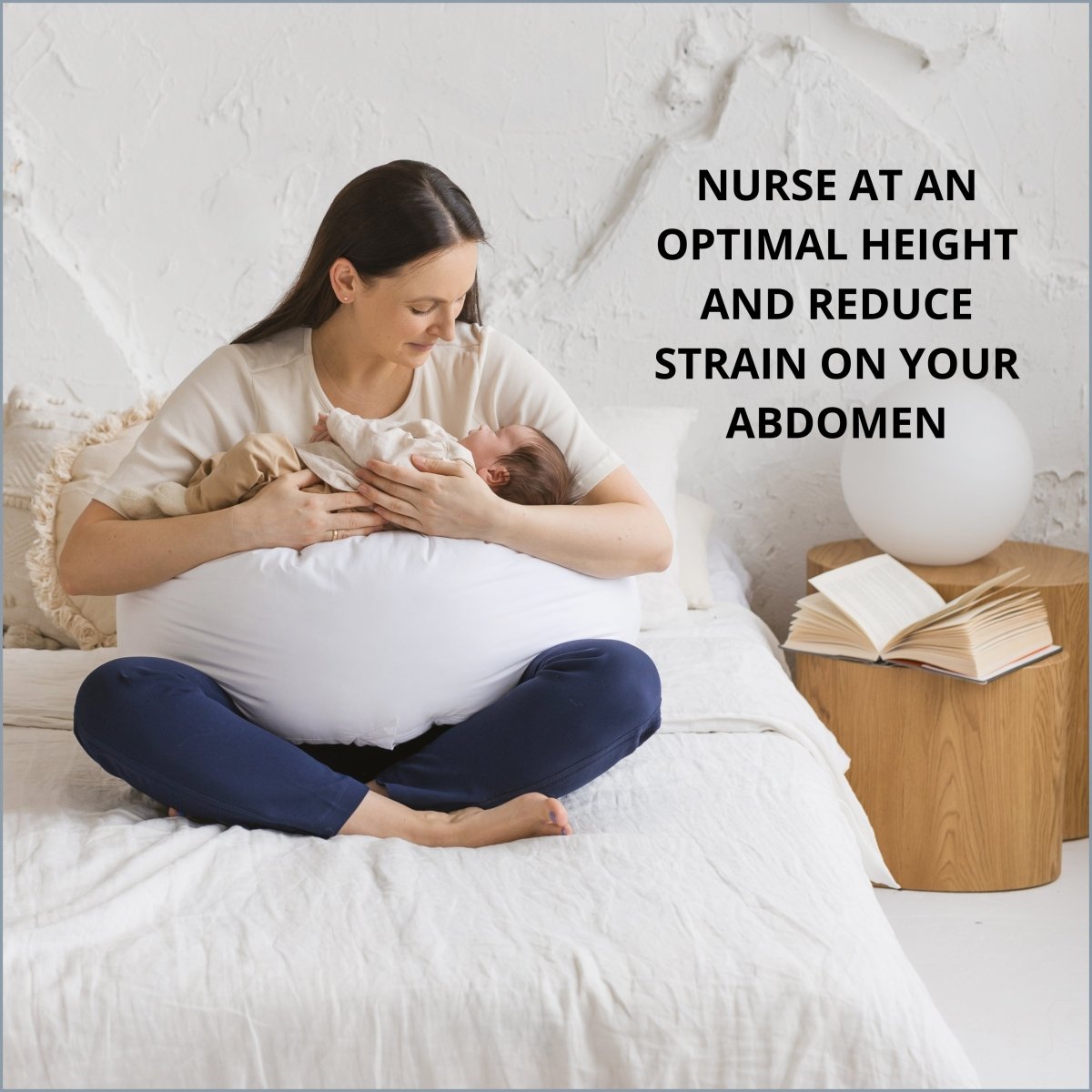 MINICAMP C-Shape Baby Feeding & Pregnancy Pillow with Organic White Cover | Kapok & Latex Blend or PES Filling – Nursing Pillows for children, available at Learning Bugs UK