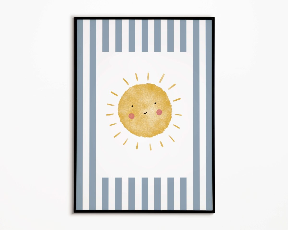Sunshine Print - Blue Stripes – for children, available at Learning Bugs UK