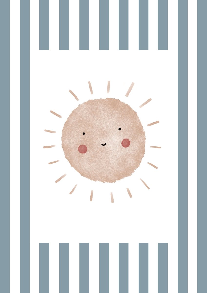 Boho Sunshine Print - Blue Stripes – for children, available at Learning Bugs UK