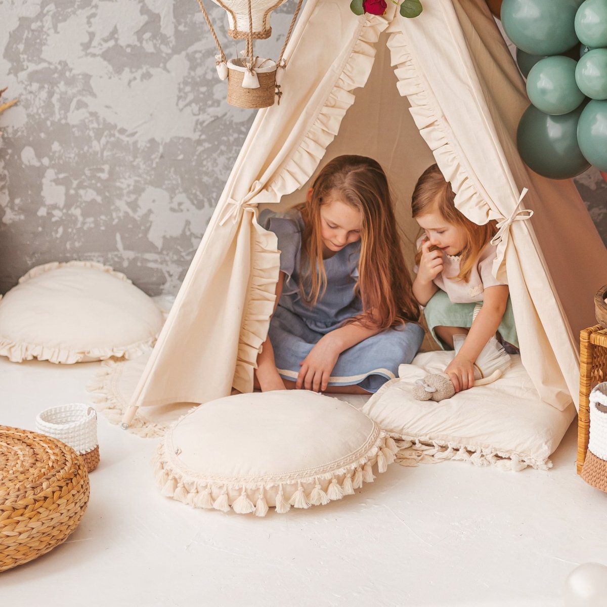 MINICAMP Round Tassel Cushion – Cozy Boho Pillow for Kids' Rooms – Decorative Pillows for children, available at Learning Bugs UK