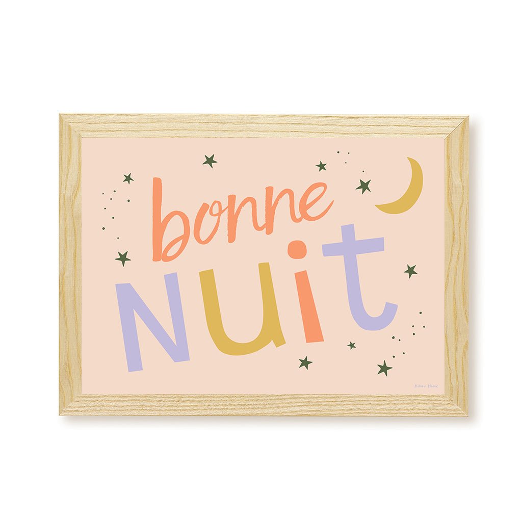 Hibou Design Bonne Nuit Art Print - Confetti Pink – Fine art for children, available at Learning Bugs UK