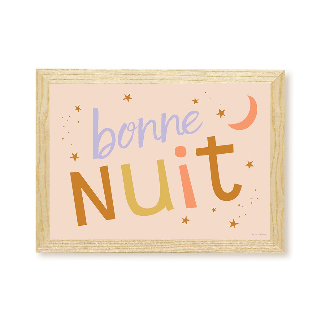 Hibou Design Bonne Nuit Art Print - Pink Toffee – Fine art for children, available at Learning Bugs UK