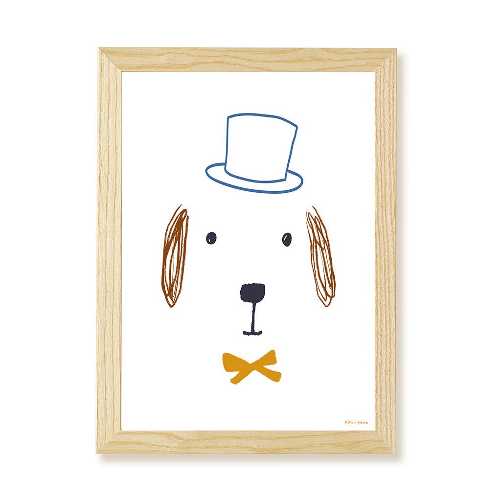 Hibou Design Bruno Dog Art Print - White – Fine art for children, available at Learning Bugs UK