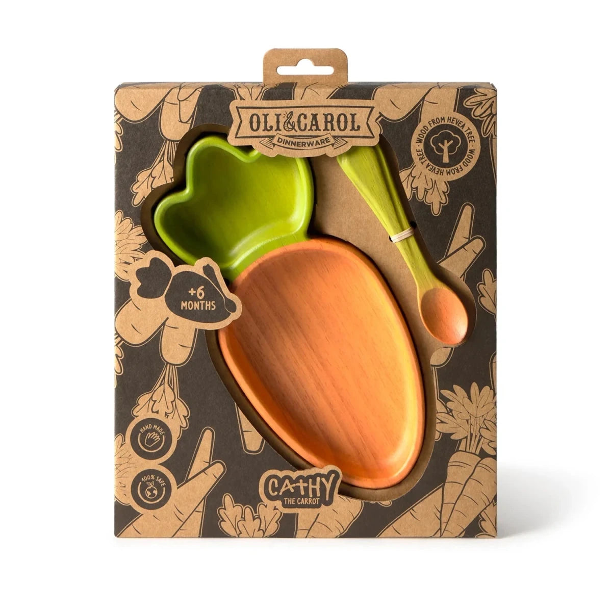Oli&Carol Cathy the Carrot Plate and Spoon Set – Tableware & Cutlery for children, available at Learning Bugs UK