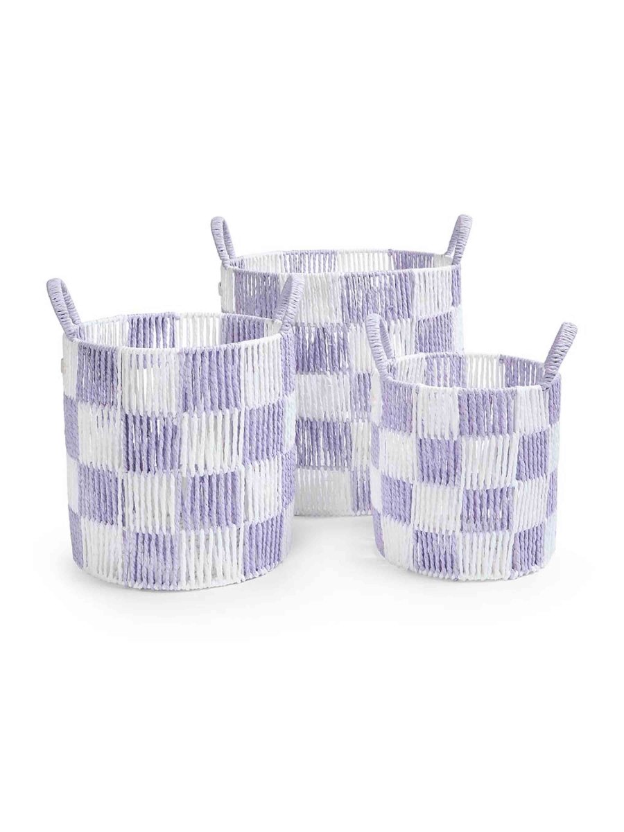 Checkerboard Storage Basket Set of 3 - Lilac – Storage for children, available at Learning Bugs UK