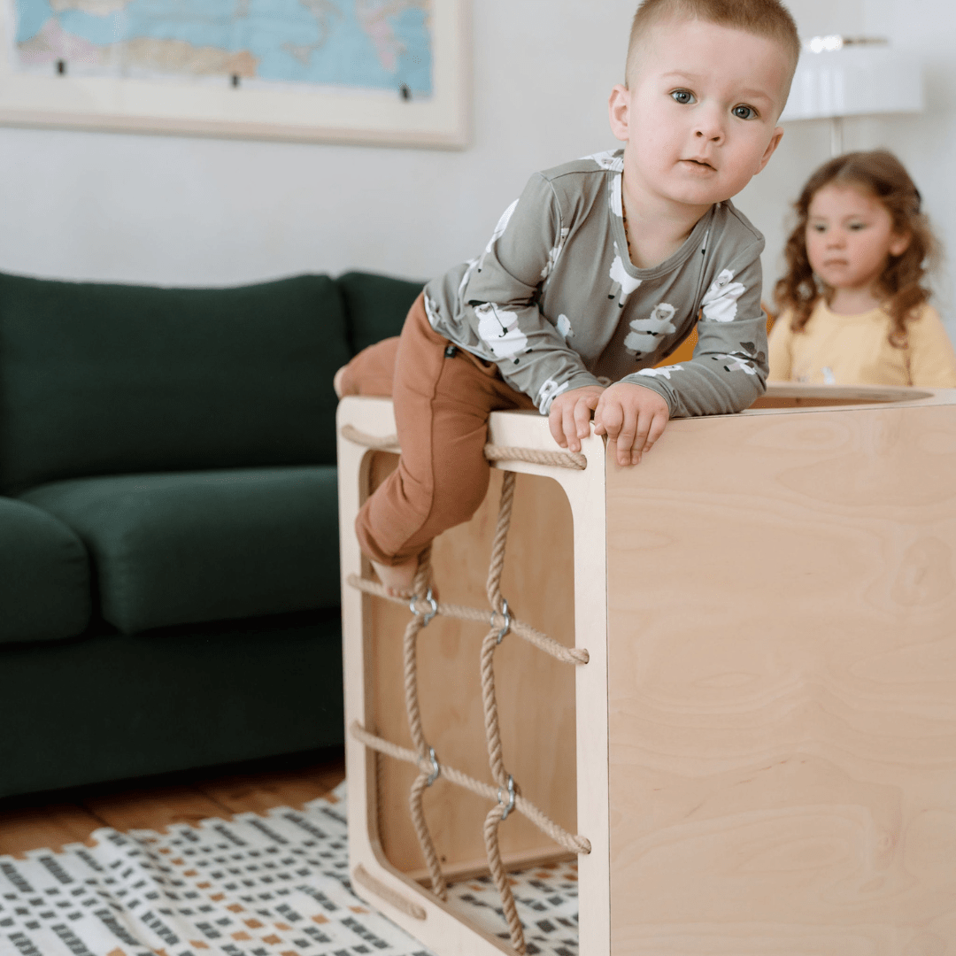 Ette Tete CUBITRI Climbing Cube, Wooden Montessori Play Cube – Climbing Cube for children, available at Learning Bugs UK
