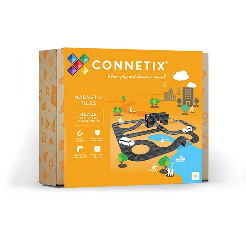 Connetix Magnetic Tiles 48 Piece Creative Roads Pack – Magnetic Tiles for children, available at Learning Bugs UK