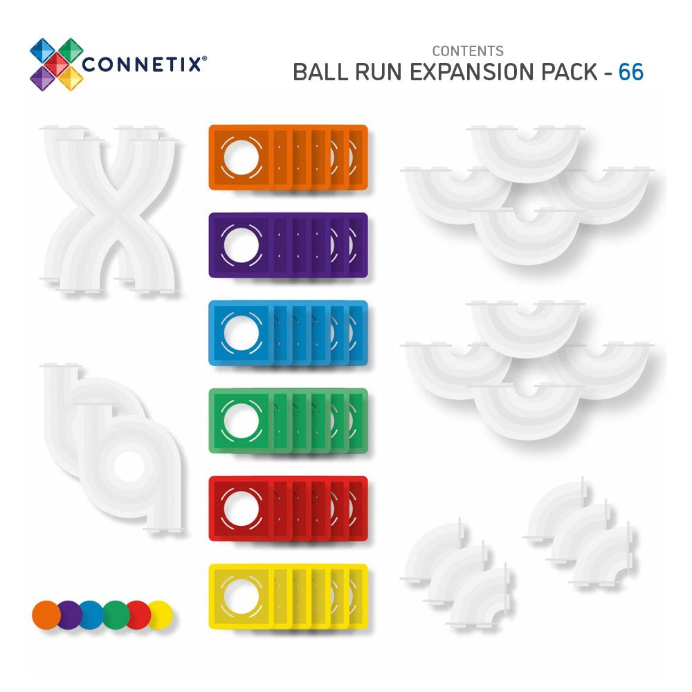 Connetix Magnetic Tiles Rainbow Ball Run Expansion Pack 66 Piece – Magnetic Tiles for children, available at Learning Bugs UK
