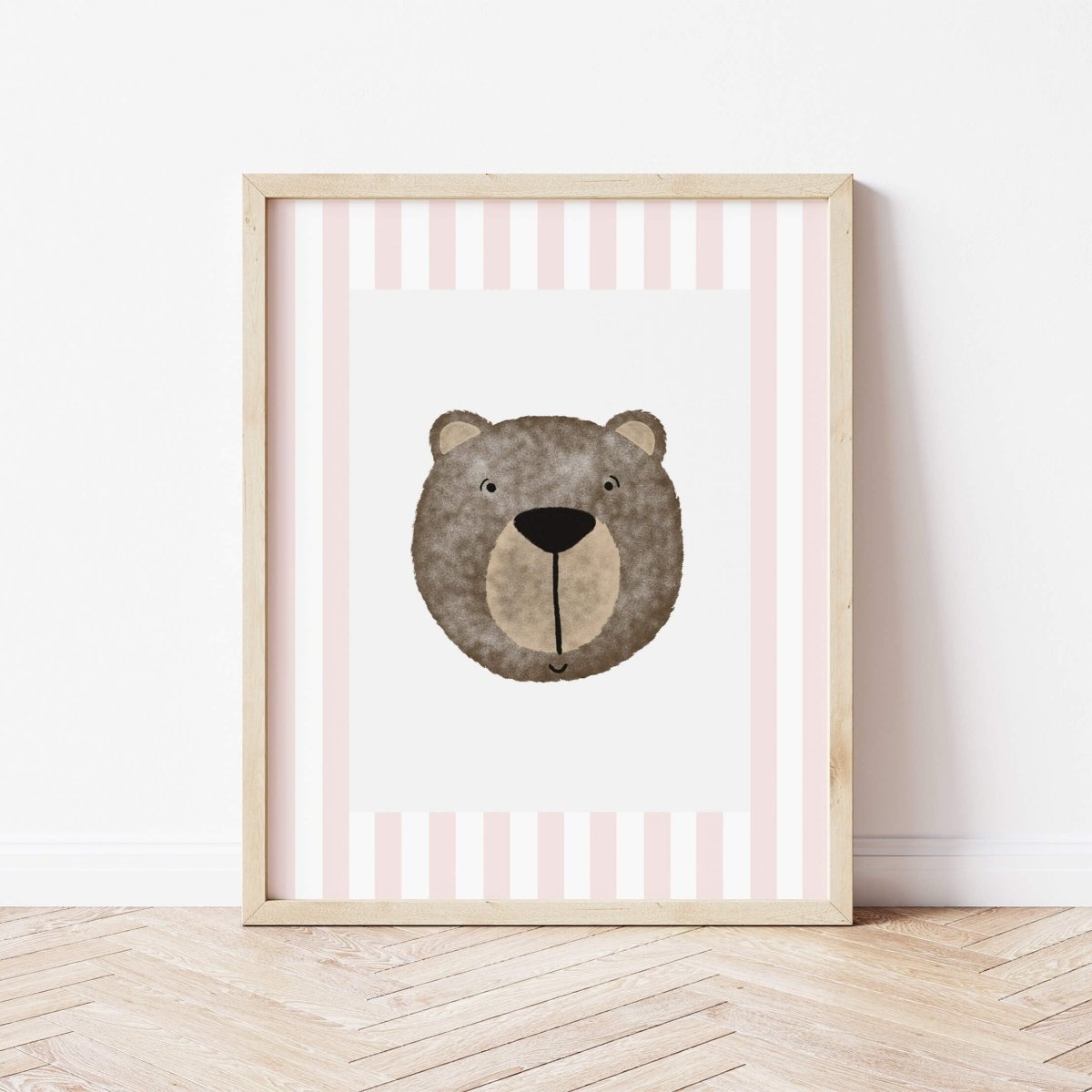 Bear Print - Pale Pink Stripes – for children, available at Learning Bugs UK