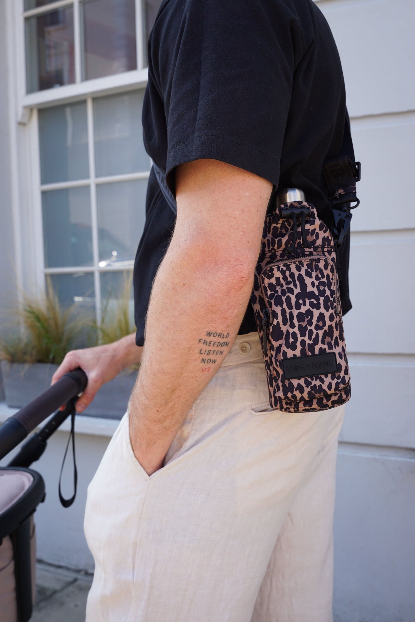 T+M Travel X-Body Insulated Bottle Bag Leopard Print