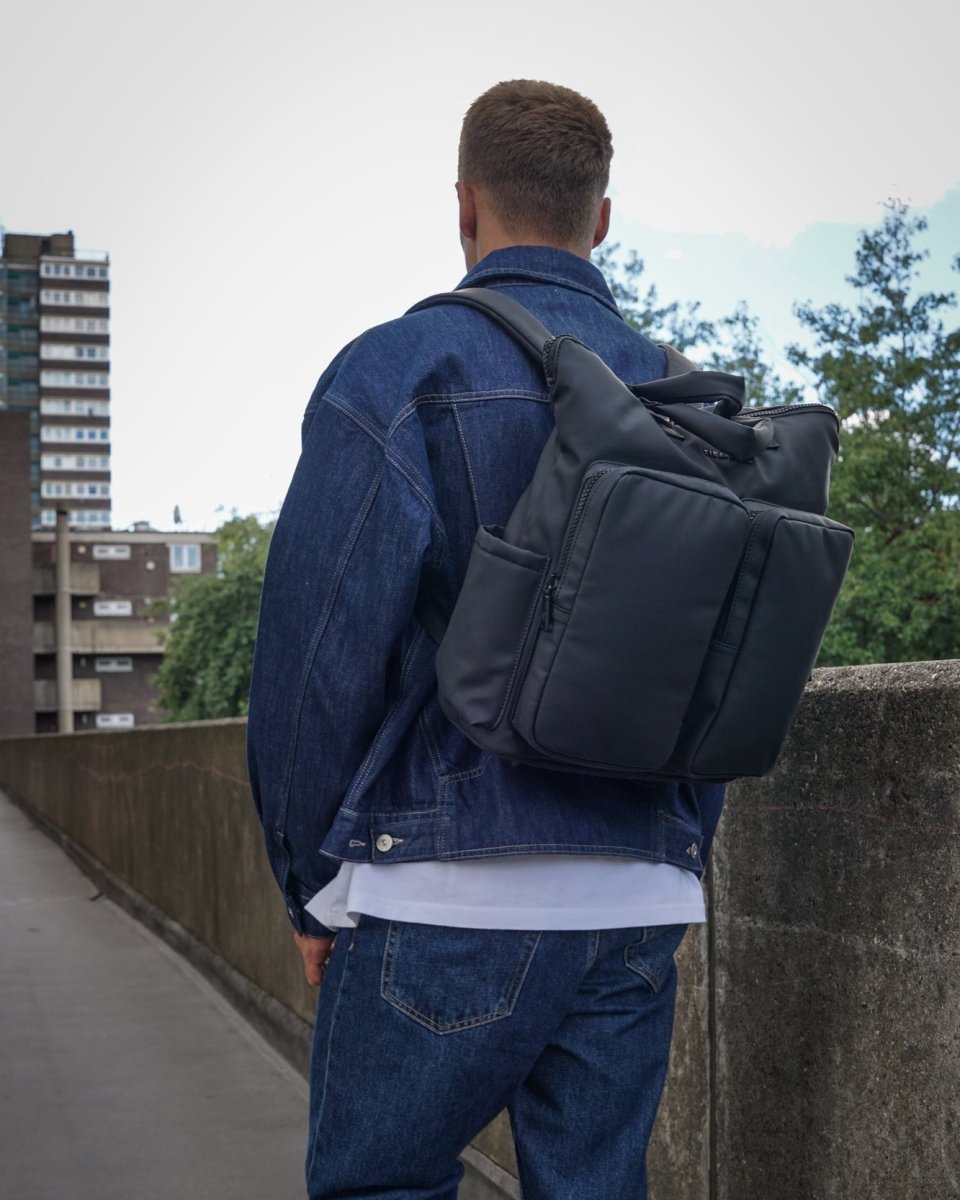 Ozzy Changing Tote / Backpack 2.0 Matte Black – Tote Bag for children, available at Learning Bugs UK