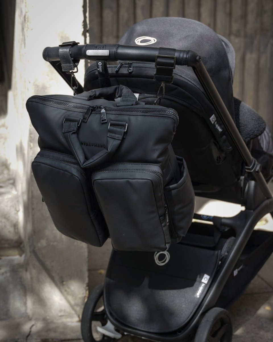 Ozzy Changing Tote / Backpack 2.0 Matte Black – Tote Bag for children, available at Learning Bugs UK