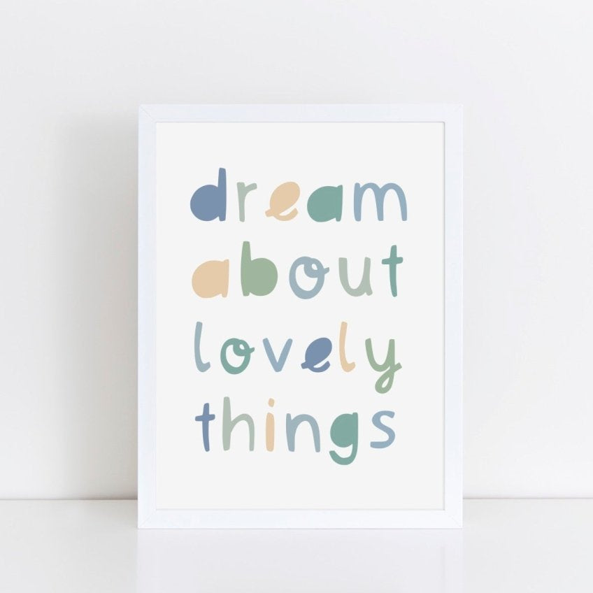 Dream About Lovely Things Greens Print – for children, available at Learning Bugs UK
